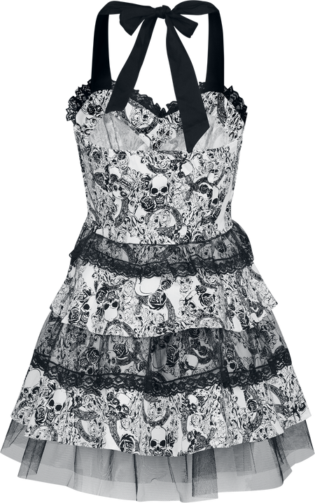 Robe courte Rockabilly de H&R London - Dark Rebel - Robe Swing - XS à XL - pour Femme - noir/blanc - H&R London - View 2
