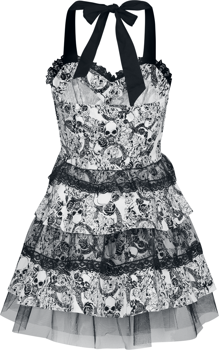 Robe courte Rockabilly de H&R London - Dark Rebel - Robe Swing - XS à XL - pour Femme - noir/blanc - H&R London - View 2