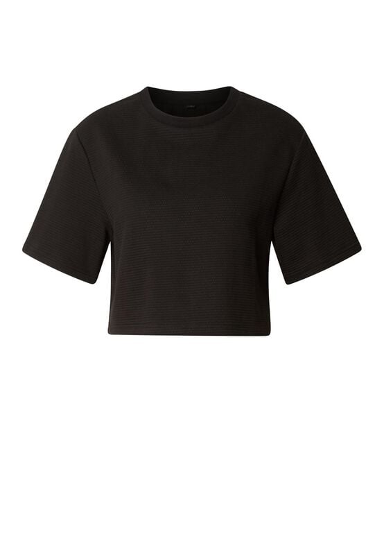 T-Shirt Manches courtes  de Urban Classics - Crop Top Structuré en Jersey - M à XL - pour Femme - noir - Urban Classics