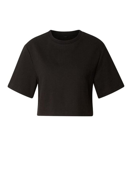 T-Shirt Manches courtes  de Urban Classics - Crop Top Structuré en Jersey - M à XL - pour Femme - noir - Urban Classics