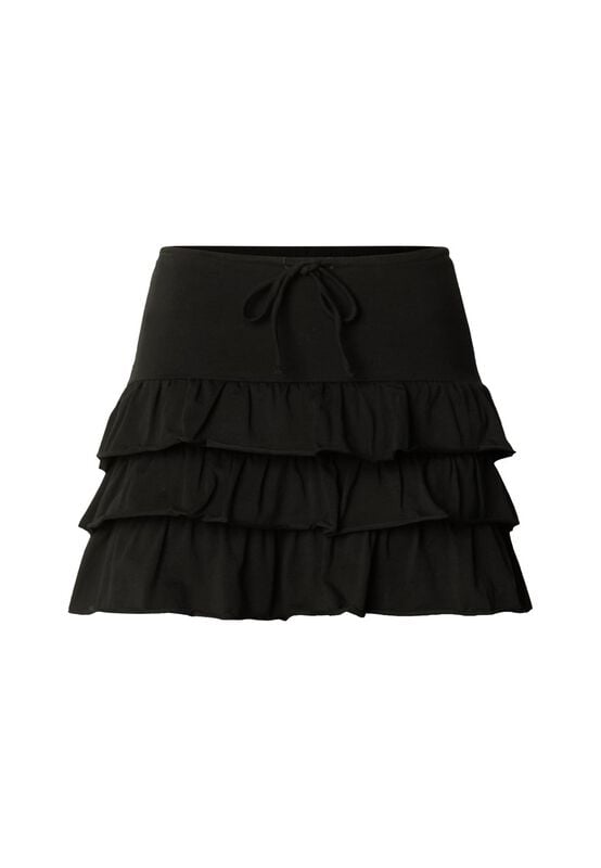 Jupe courte  de Urban Classics - Jupe à Volants en Jersey - XS à L - pour Femme - noir - Urban Classics