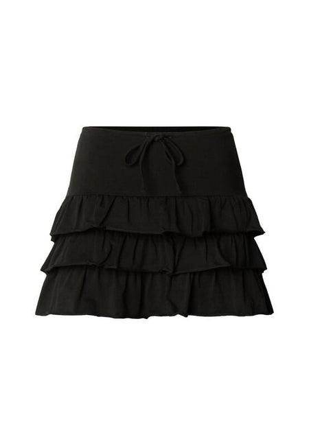 Jupe courte  de Urban Classics - Jupe à Volants en Jersey - XS à L - pour Femme - noir - Urban Classics