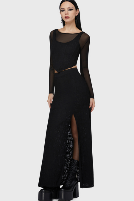 Jupe longue Gothic de Motionless In White by Killstar - Lisbeth Maxi Skirt - S à 4XL - pour Femme - noir - Motionless In White by Killstar - View 2