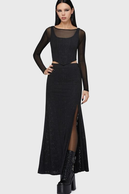 Jupe longue Gothic de Motionless In White by Killstar - Lisbeth Maxi Skirt - S à 4XL - pour Femme - noir - Motionless In White by Killstar