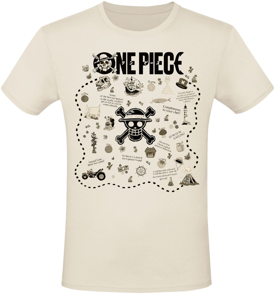 T-Shirt Manches courtes  de One Piece - Treasure Map - S à XXL - pour Homme - naturel - One Piece