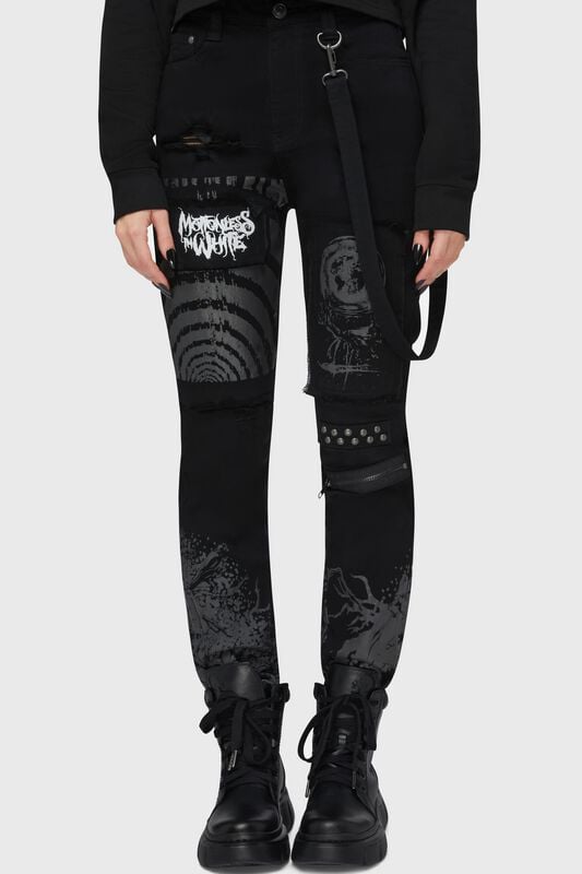 Jean Gothic de Motionless In White by Killstar - Album Icons Trousers - M à 4XL - pour Femme - noir - Motionless In White by Killstar
