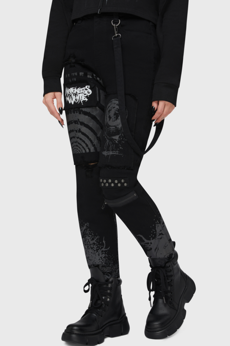 Jean Gothic de Motionless In White by Killstar - Album Icons Trousers - M à 4XL - pour Femme - noir - Motionless In White by Killstar - View 2