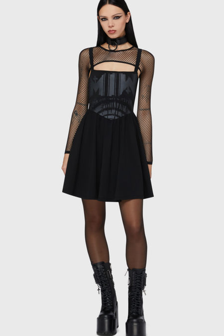 Robe courte Gothic de Motionless In White by Killstar - Voices Spiral Mini Dress - S à XXL - pour Femme - noir - Motionless In White by Killstar - View 2