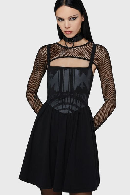 Robe courte Gothic de Motionless In White by Killstar - Voices Spiral Mini Dress - S à XXL - pour Femme - noir - Motionless In White by Killstar