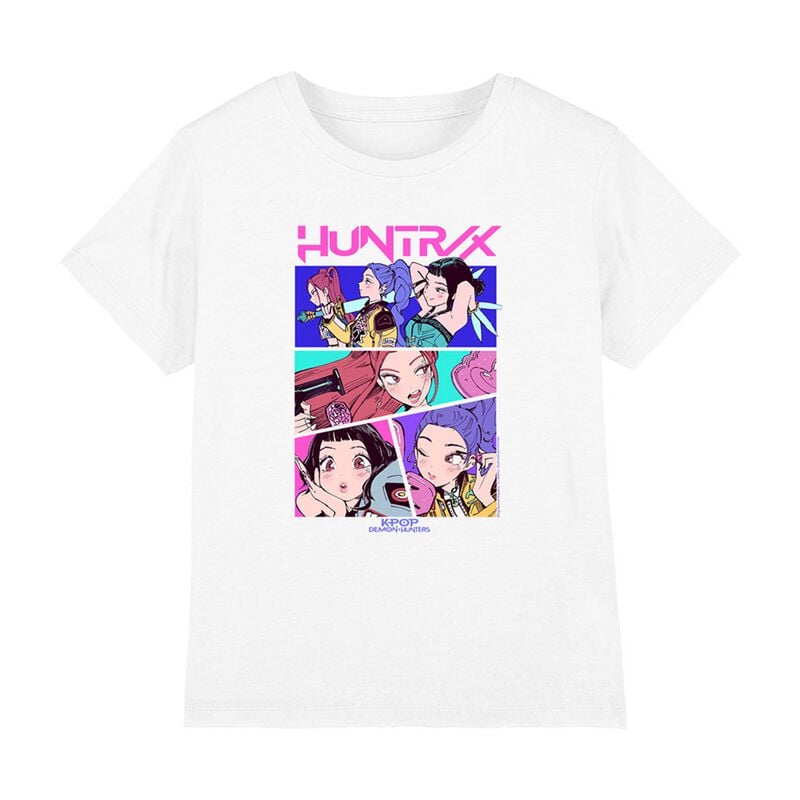T-shirt  de KPop Demon Hunters - Huntrix - Neon Comic Anime - 116 à 152 - pour filles & garçonse - blanc - KPop Demon Hunters