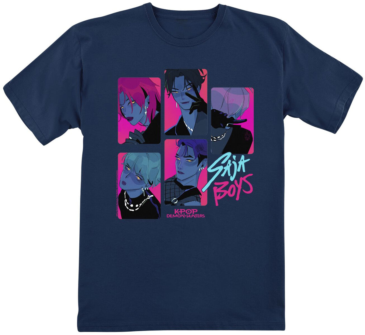T-shirt  de KPop Demon Hunters - Saja Boys Demons - 116 à 152 - pour filles & garçonse - marine - KPop Demon Hunters