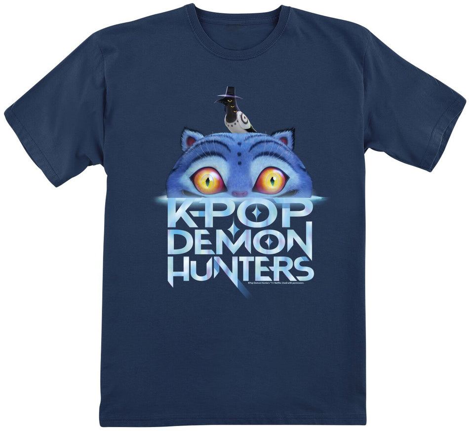 T-shirt  de KPop Demon Hunters - Derpy Tiger - 116 à 152 - pour filles & garçonse - marine - KPop Demon Hunters
