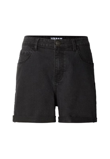Short  de Urban Classics - Short en Jean Taille Haute - 29 à 32 - pour Femme - noir - Urban Classics