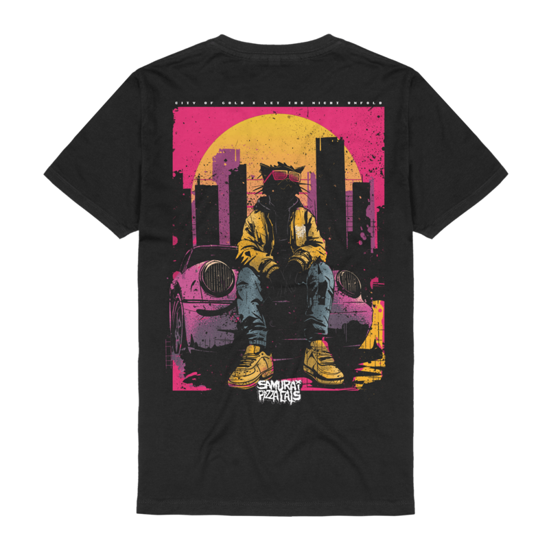 T-Shirt Manches courtes  de Samurai Pizza Cats - City Of Gold Sunset - S à 3XL - pour Homme - noir - Samurai Pizza Cats - View 2
