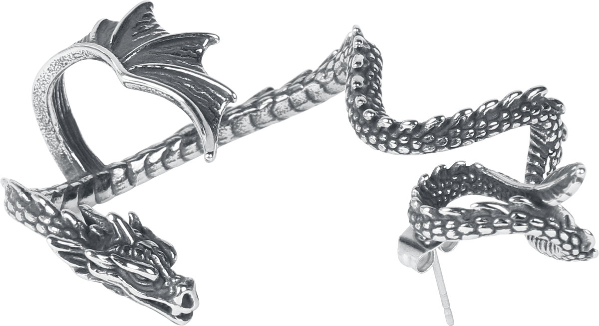 Clous d'oreilles Gothic de etNox hard and heavy - Winged Dragon (gauche) - pour Unisexe - couleur argent - etNox hard and heavy - View 2