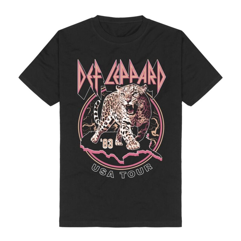 T-Shirt Manches courtes  de Def Leppard - USA Tour 1983 - S à 3XL - pour Homme - noir - Def Leppard