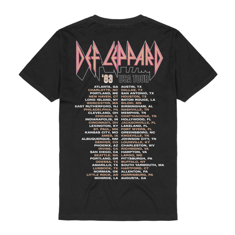 T-Shirt Manches courtes  de Def Leppard - USA Tour 1983 - S à 3XL - pour Homme - noir - Def Leppard - View 2