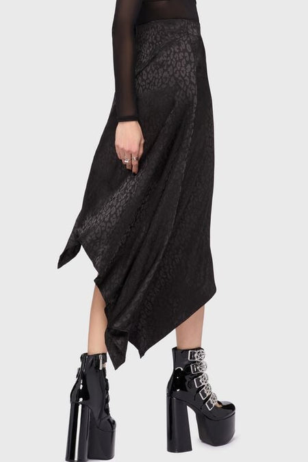 Jupe mi-longue Gothic de KIHILIST by KILLSTAR - Kihilist Nova Asymmetric Skirt - XS à 4XL - pour Femme - noir - KIHILIST by KILLSTAR