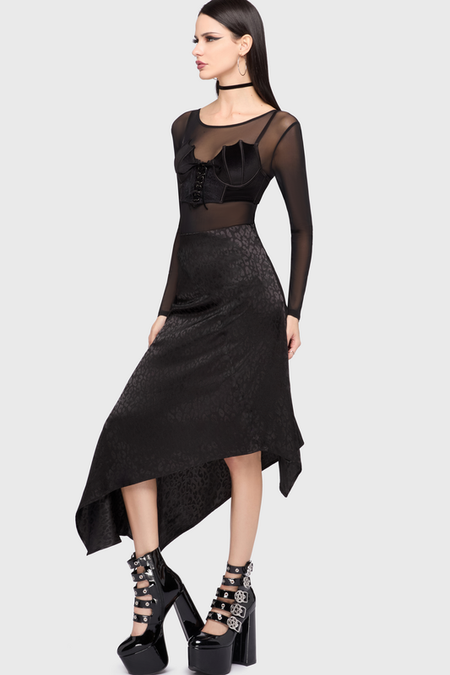 Jupe mi-longue Gothic de KIHILIST by KILLSTAR - Kihilist Nova Asymmetric Skirt - XS à 4XL - pour Femme - noir - KIHILIST by KILLSTAR - View 2