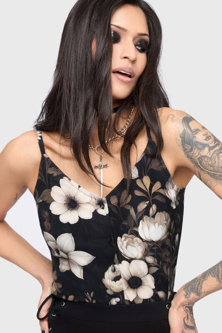 Top Gothic de Killstar - Celestial Summer - Stellar Hour Button Up Cami Top - L à 4XL - pour Femme - noir - Killstar