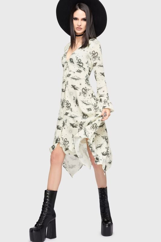 Robe mi-longue Gothic de Killstar - Celestial Night Midi Dress - XS à XL - pour Femme - crème - Killstar
