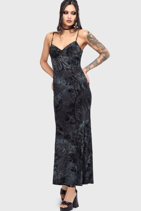 Robe longue Gothic de Killstar - Celestial Summer - Midnight Vale Maxi Dress - S à 4XL - pour Femme - marine - Killstar
