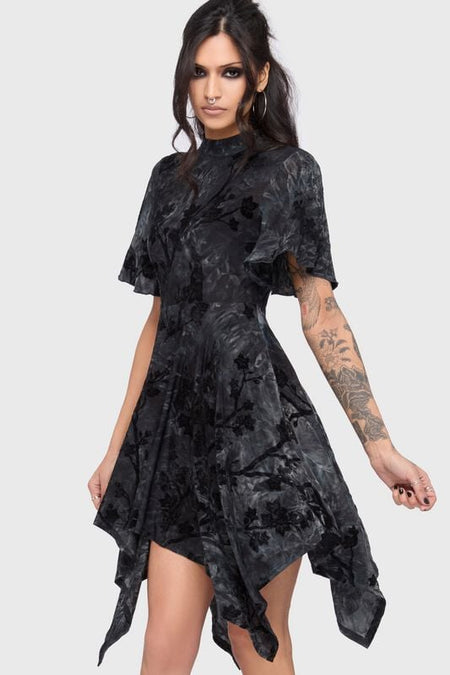 Robe mi-longue Gothic de Killstar - Celestial Summer - Midnight Vale Short Sleeve Midi Dress - M à 4XL - pour Femme - marine - Killstar