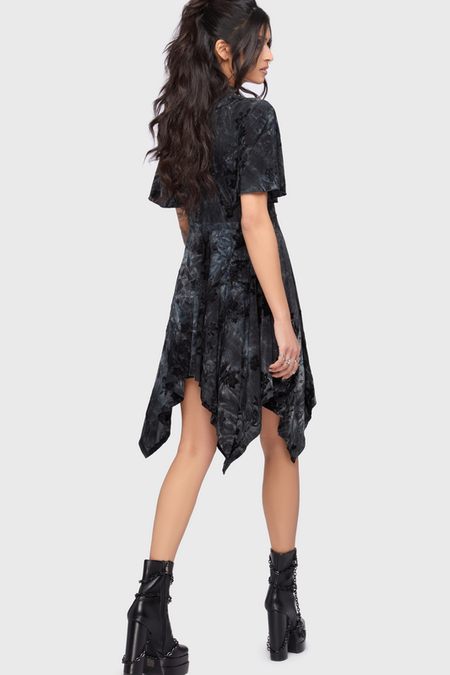 Robe mi-longue Gothic de Killstar - Celestial Summer - Midnight Vale Short Sleeve Midi Dress - M à 4XL - pour Femme - marine - Killstar - View 2