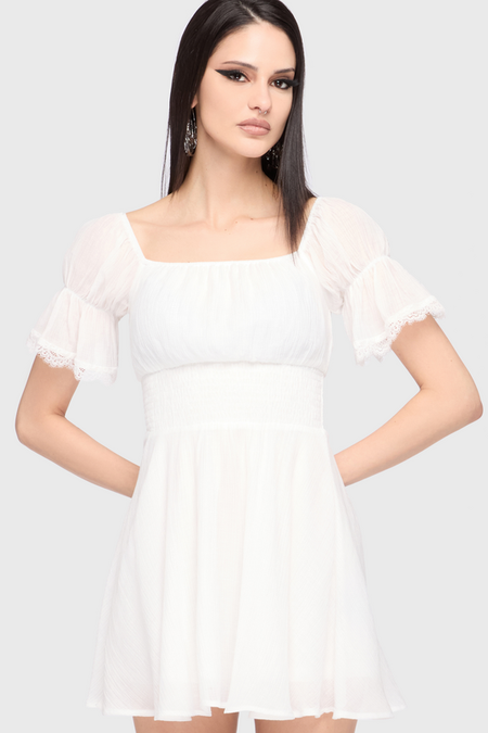 Robe courte Gothic de Killstar - Celestial Summer - Off The Shoulder Mini Dress - XS à XL - pour Femme - crème - Killstar - View 2