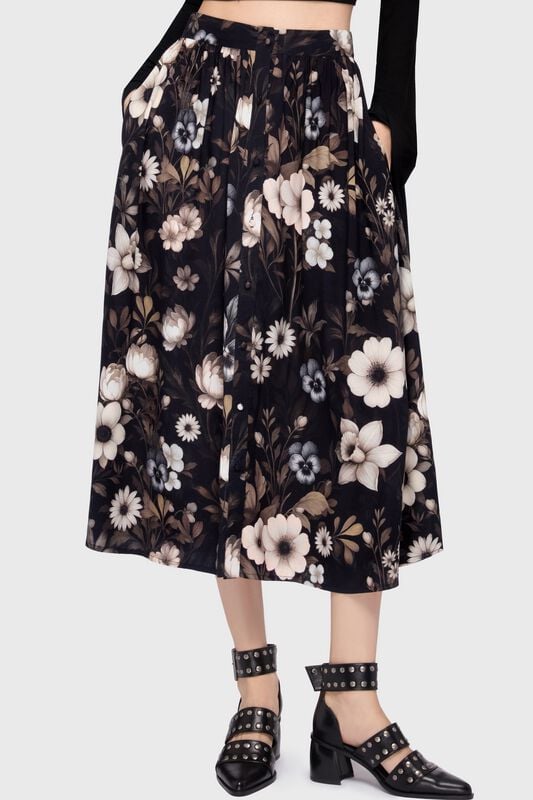 Jupe mi-longue Gothic de Killstar - Celestial Summer - Stellar Hour Midi Skirt - XS à XXL - pour Femme - noir - Killstar