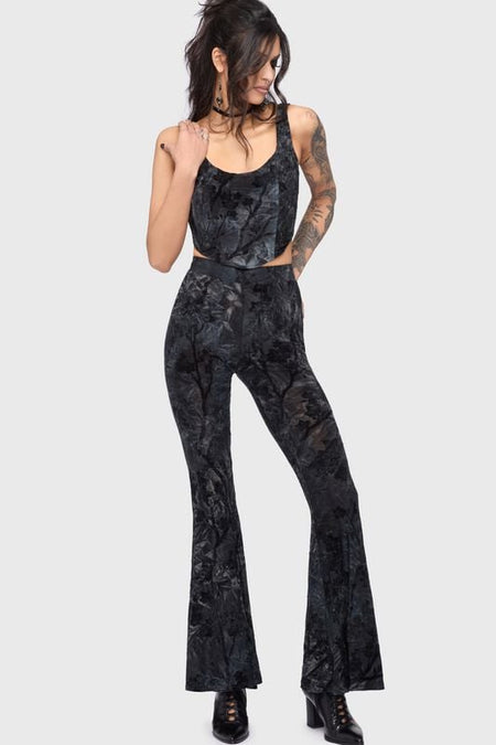 Pantalon en toile Gothic de Killstar - Celestial Summer - Midnight Vale Flares - XS à 4XL - pour Femme - marine - Killstar