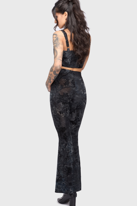 Pantalon en toile Gothic de Killstar - Celestial Summer - Midnight Vale Flares - XS à 4XL - pour Femme - marine - Killstar - View 2