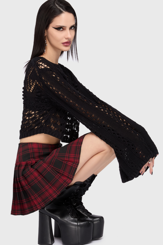 Pull tricoté Gothic de Killstar - Celestial Summer - Midnight Vale Cropped Sweater - XS à XL - pour Femme - noir - Killstar - View 2