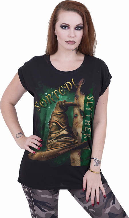 T-Shirt Manches courtes  de Harry Potter - Slytherin Hat - S à XXL - pour Femme - noir - Harry Potter - View 2