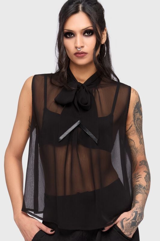 Chemisier Gothic de KIHILIST by KILLSTAR - Kihilist Obsidienne Sleeveless Blouse - XS à 4XL - pour Femme - noir - KIHILIST by KILLSTAR