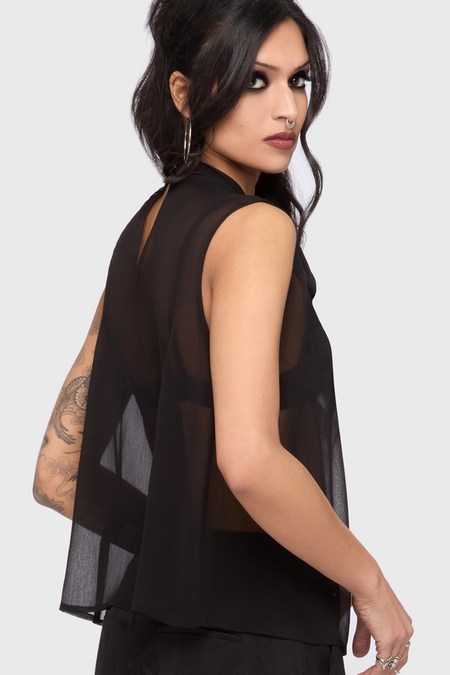 Chemisier Gothic de KIHILIST by KILLSTAR - Kihilist Obsidienne Sleeveless Blouse - XS à 4XL - pour Femme - noir - KIHILIST by KILLSTAR - View 2