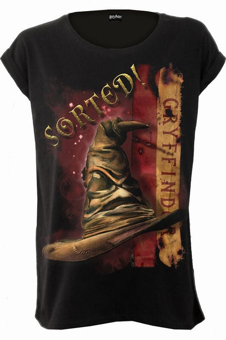 T-Shirt Manches courtes  de Harry Potter - Gryffindor Hat - S à XXL - pour Femme - noir - Harry Potter