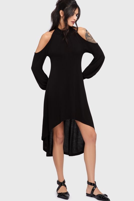 Robe mi-longue Gothic de KIHILIST by KILLSTAR - Kihilist Obsidienne Cold Shoulder Dress - XS à XXL - pour Femme - noir - KIHILIST by KILLSTAR