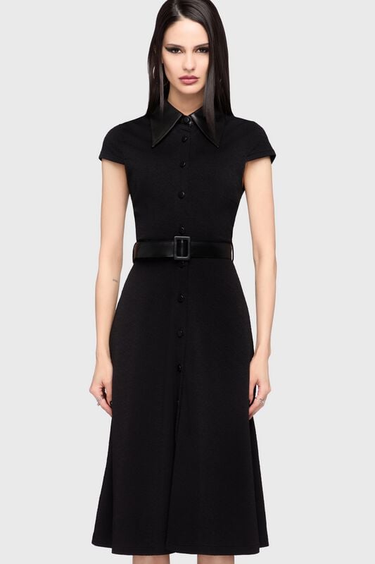Robe mi-longue Gothic de KIHILIST by KILLSTAR - Kihilist Obsidienne Collar Dress - XS à 3XL - pour Femme - noir - KIHILIST by KILLSTAR
