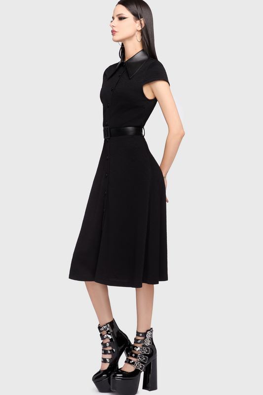 Robe mi-longue Gothic de KIHILIST by KILLSTAR - Kihilist Obsidienne Collar Dress - XS à 3XL - pour Femme - noir - KIHILIST by KILLSTAR - View 2