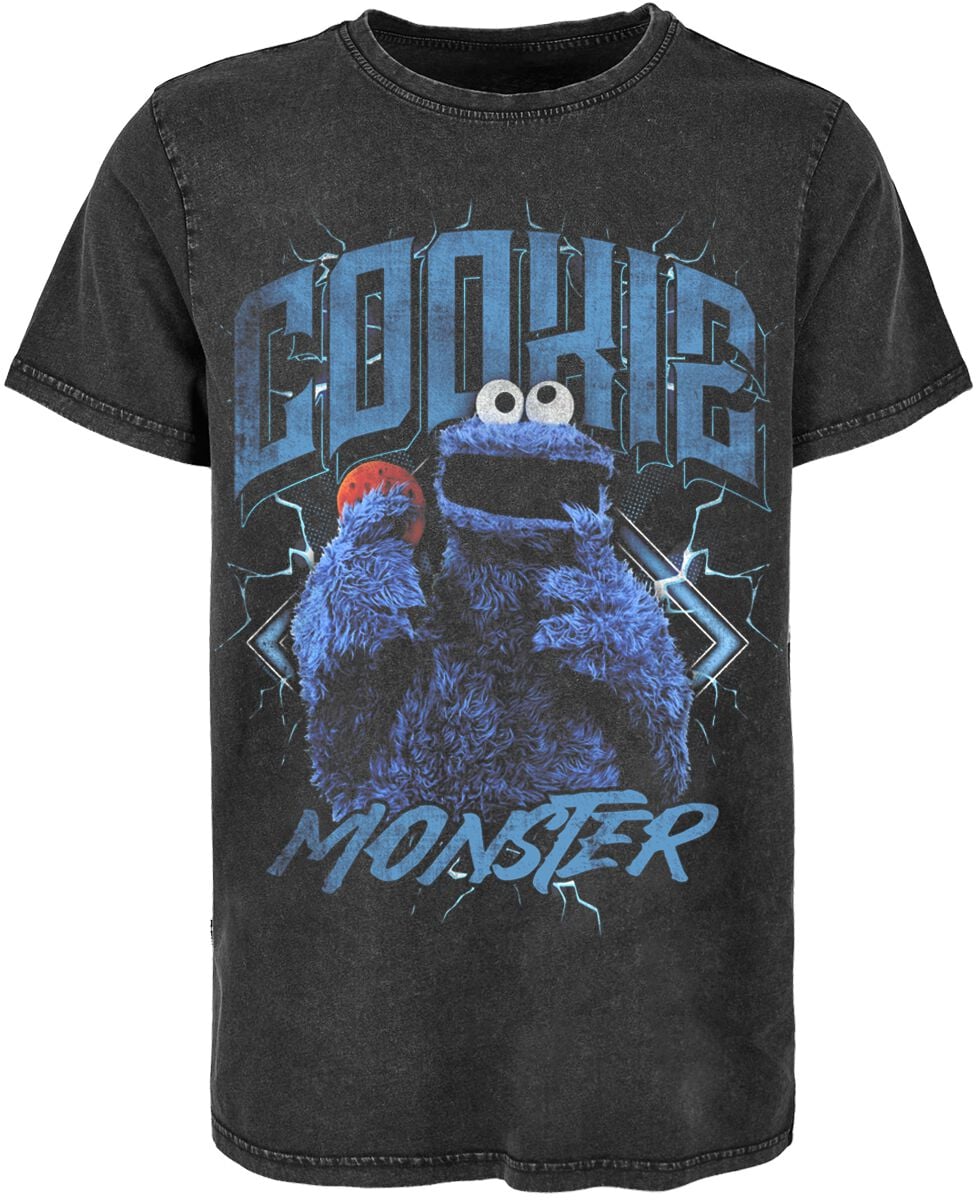 T-Shirt Manches courtes  de Sesame Street - Krümelmonster Heavy Metal - S à XXL - pour Homme - noir - Sesame Street