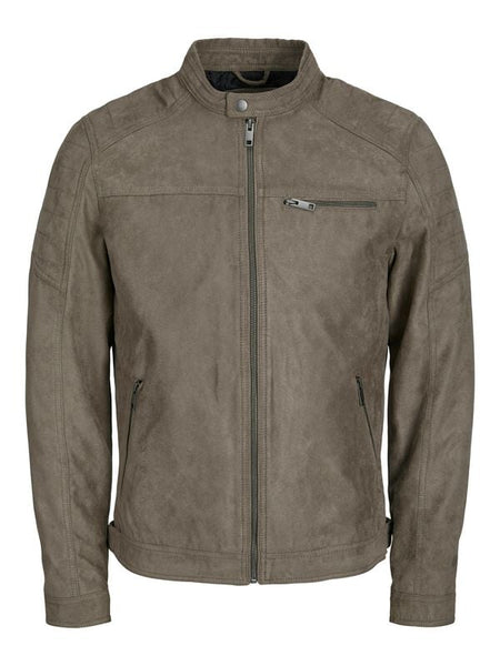 Veste en imitation cuir  de Jack & Jones - JJEROCKY NOOS - Veste - S à XXL - pour Homme - gris - jack & jones