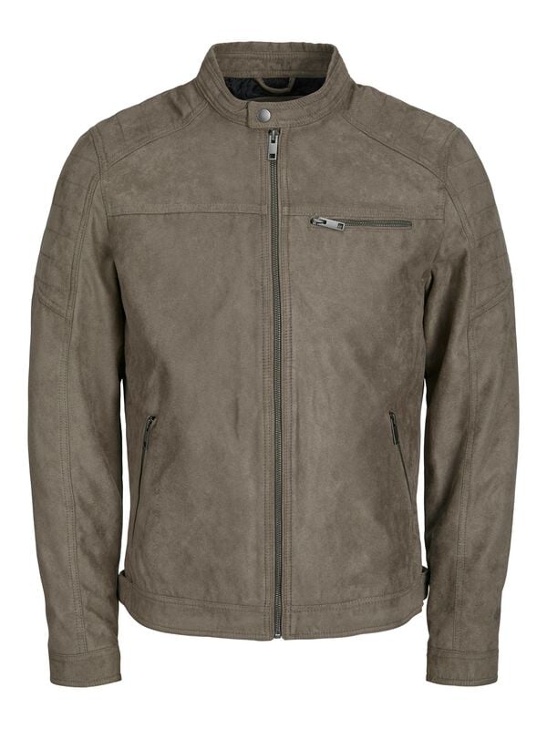 Veste en imitation cuir  de Jack & Jones - JJEROCKY NOOS - Veste - S à XXL - pour Homme - gris - jack & jones