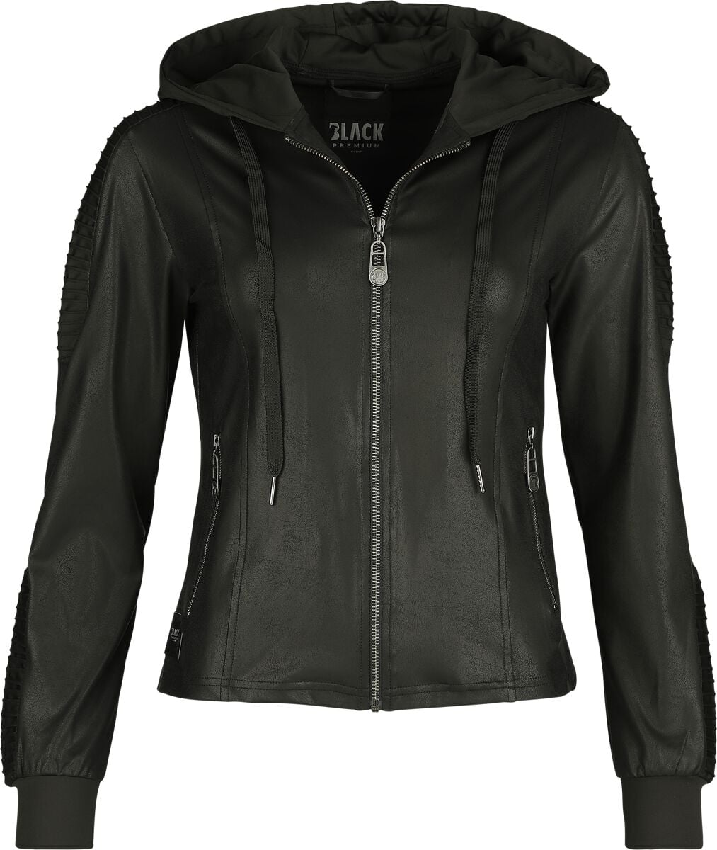 Sweat-shirt zippé à capuche  de Black Premium by EMP - Essential - Simili-Cuir - S à XXL - pour Femme - noir - Black Premium by EMP