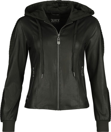 Sweat-shirt zippé à capuche  de Black Premium by EMP - Essential - Simili-Cuir - S à XXL - pour Femme - noir - Black Premium by EMP