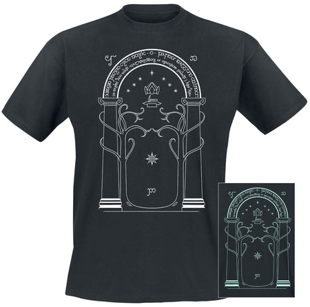 T-Shirt Manches courtes  de Le Seigneur Des Anneaux - Moria - Portes de Durin (Phosphorescent) - M à 4XL - pour Homme - noir - Le Seigneur Des Anneaux