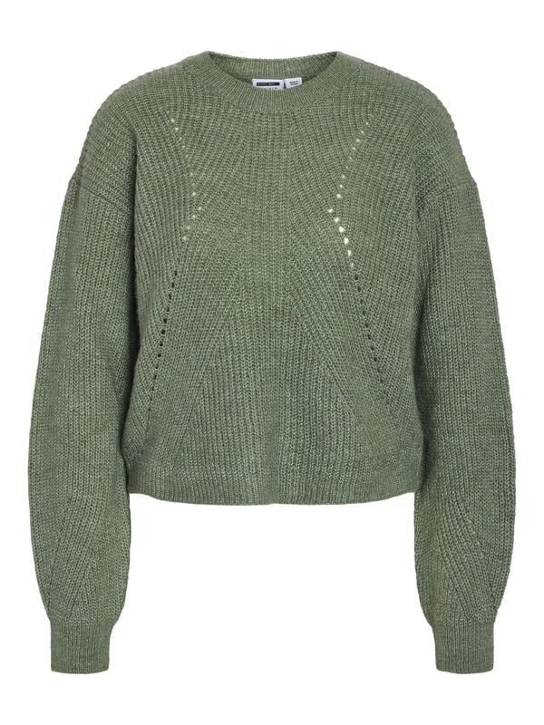 Pull tricoté  de Noisy May - NMBAILEY L/S O-NECK KNIT NOOS - XS à XL - pour Femme - vert - Noisy May