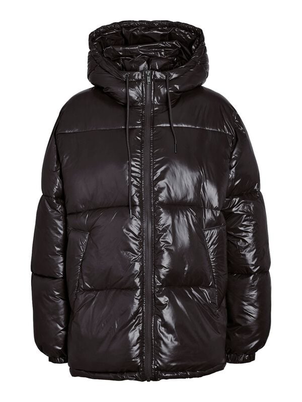 Manteau d'hiver  de Noisy May - NMALLIE SHINY HOOD LONG JACKET NOOS - XS à XL - pour Femme - noir - Noisy May