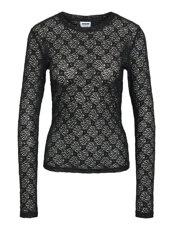 T-shirt manches longues  de Noisy May - NMJUDITH L/S LACE TOP NOOS - XS à XL - pour Femme - noir - Noisy May