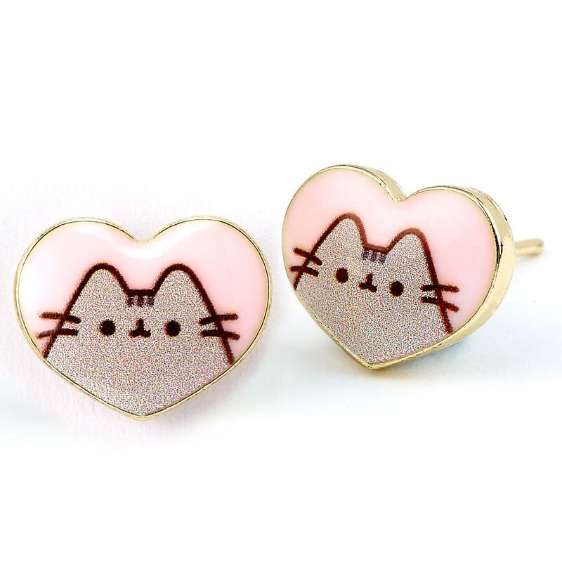 Clous d'oreilles  de Pusheen - Coeur avec Pusheen - pour Unisexe - couleur argent - Pusheen